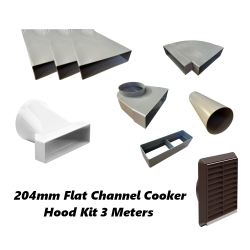 204mm Flat Channel Cooker Hood Kit 3 Meters