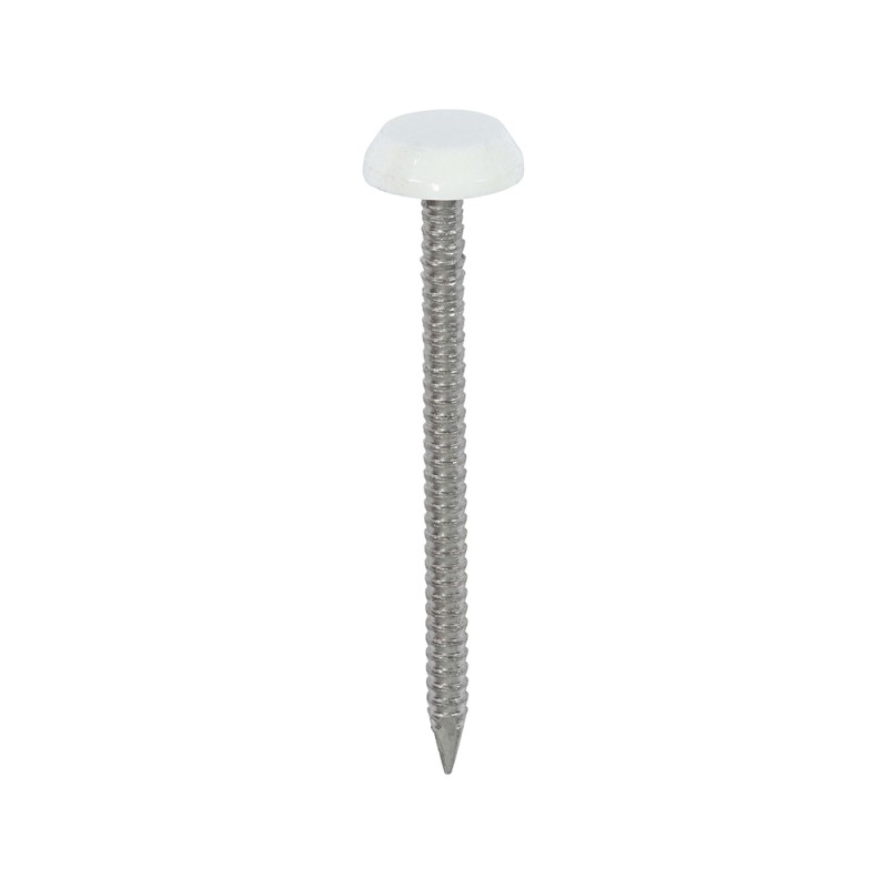 65 X 3.2 Polymer Headed Nails - A4 Stainless Steel - White